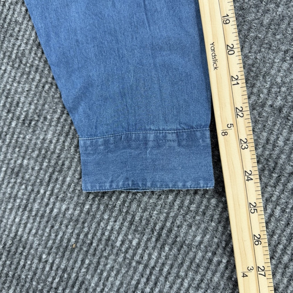 Tencel Chambray Floral Denim Shirt XL Oversized Boho Cottagecore Button Up NWT - Picture 9 of 9